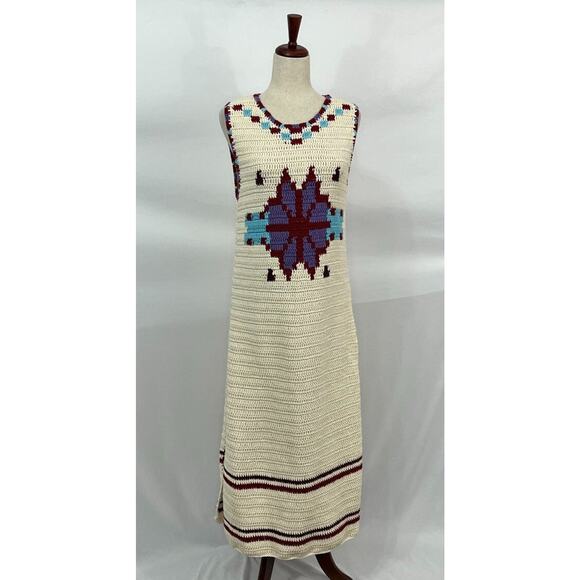 HUNTER BELL Sz L Large Crochet Tank Midi Dress Lilah Cream Lavender NWT - Picture 2 of 10